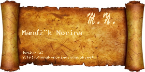 Manák Norina névjegykártya